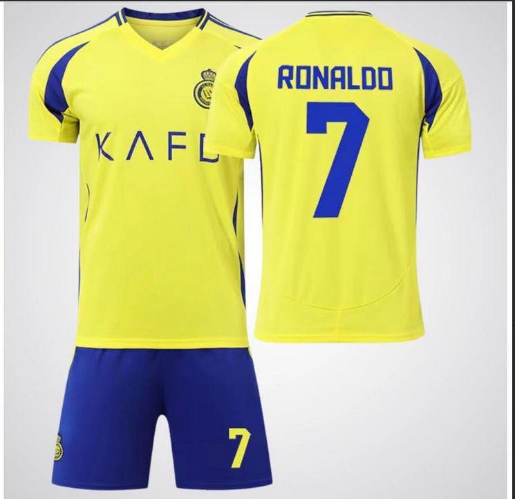 Youth #7 Ronaldo yellow soccer 2025  Jersey